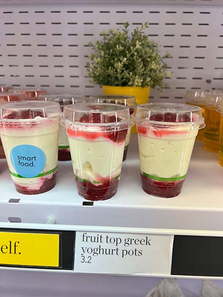 Fruit topped Greek Yoghurt in the fridge